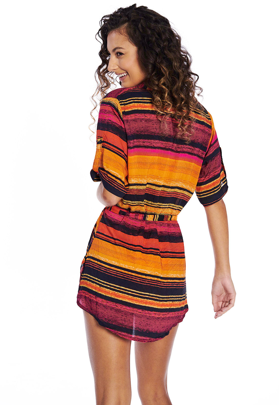 Camisa Saída de Praia Estampada Listras