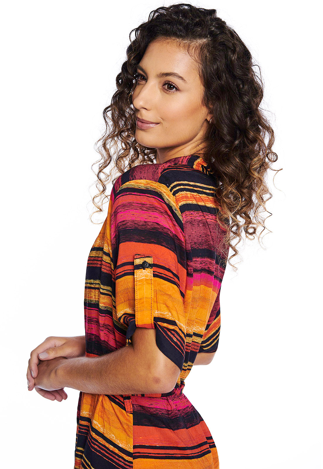 Camisa Saída de Praia Estampada Listras