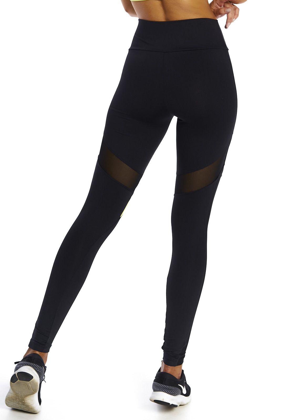 Legging Faixa Lateral Tule Preta