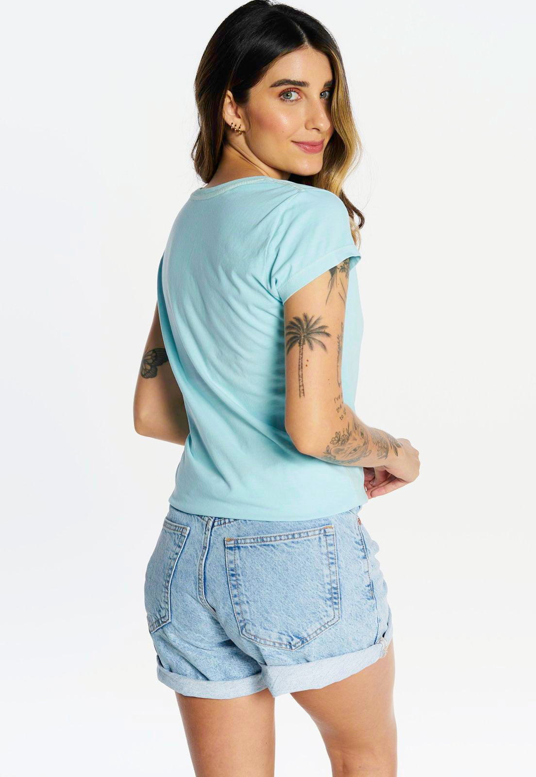 T-shirt Babylook Estonada Self Love Club Celeste